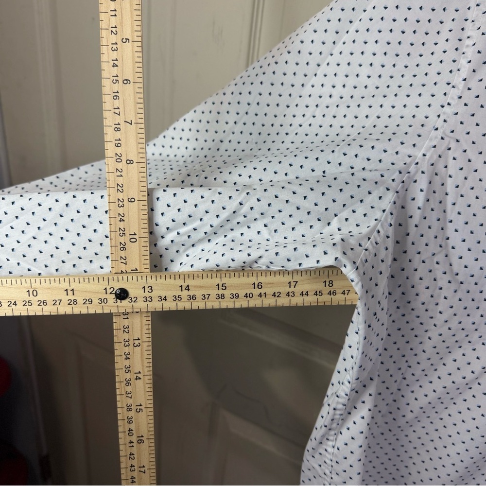 Calvin Klein Men’s Dress Shirt XXL White Blue Mini Geo Print Long Sleeve - Picture 5 of 12